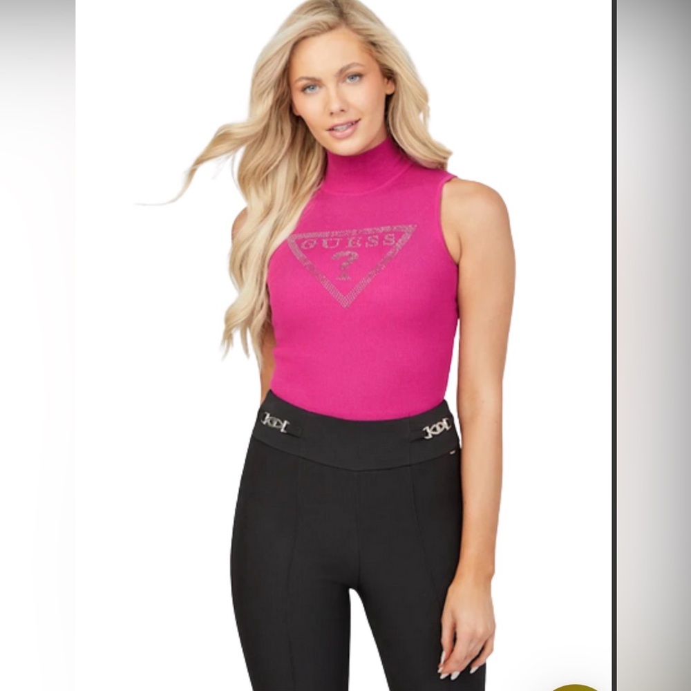 NWT GUESS Ebony Sweater Tank Women’s Size S Color Pink new